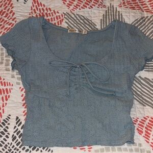 Heart Hips Blue Lace-Up Crop Top